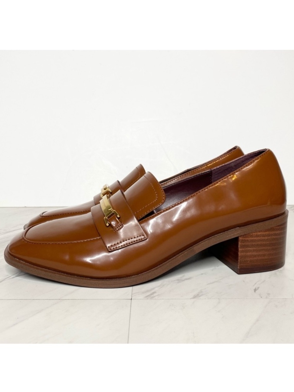 Franco Sarto Dalia Brown Square Toe Heeled Loafer 9 1/2 M